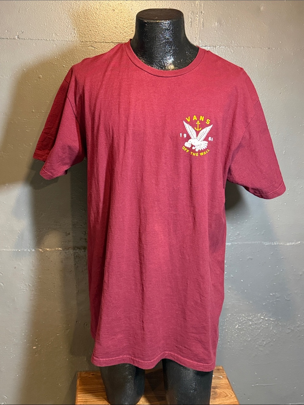 Vans Men's Burgundy Short Sleeve Logo Tee